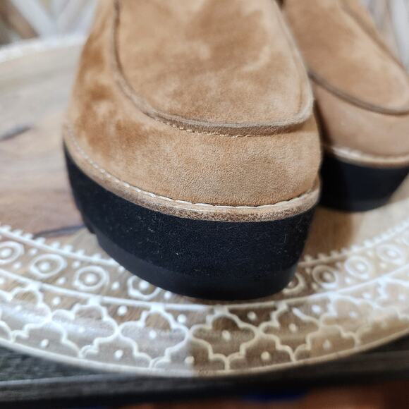 Tan Suede Platform Loafers - Picture 9 of 10